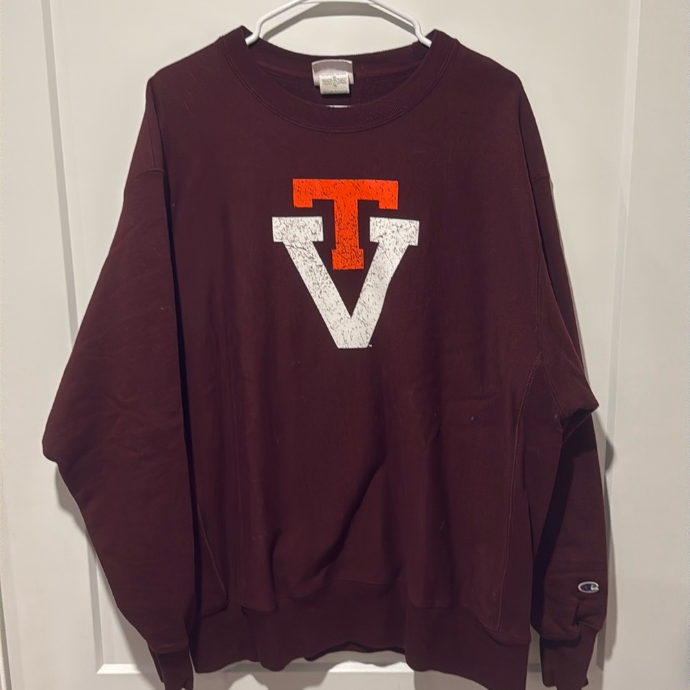 Maroon, Champion Virginia Tech Crewneck - XL